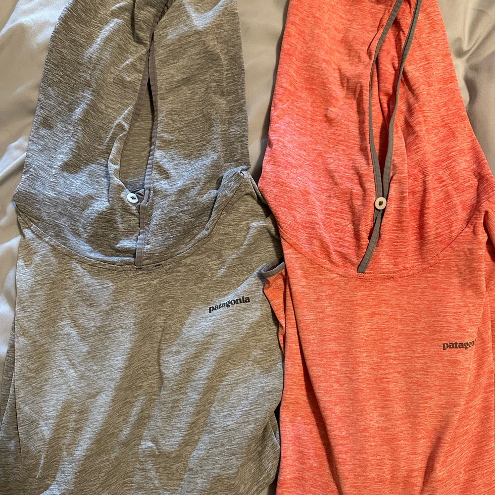 Patagonia Gray and Red spf Hoodies